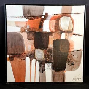 Carlos Lopez Painting 1975 Abstract Modern Mondernism 31x31 Framed Signed